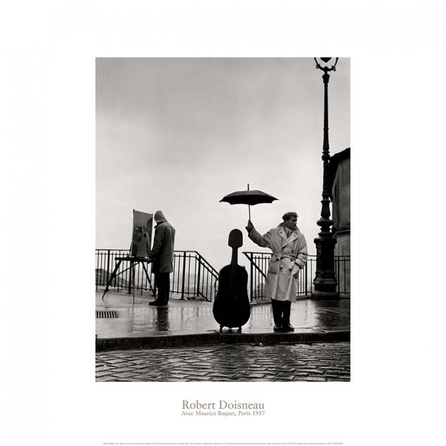 Musician in the Rain, Maurice Baquet, Paris, 1957 Musician in the Rain, Maurice Baquet, Paris, 1957