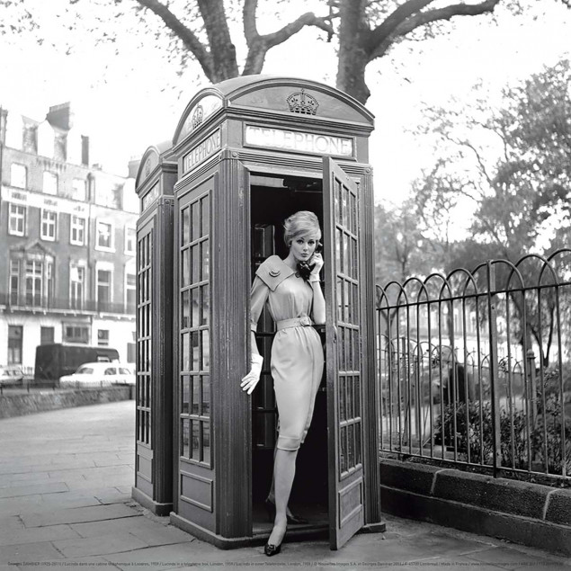 Lucinda in a telephone box, London, 1959 Lucinda in a telephone box, London, 1959