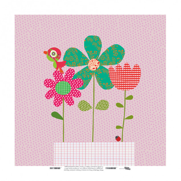 Toile imprimée 30x30 cm Fleurs et Oiseau (Melle Tr Toile imprimée 30x30 cm Fleurs et Oiseau (Melle Tr