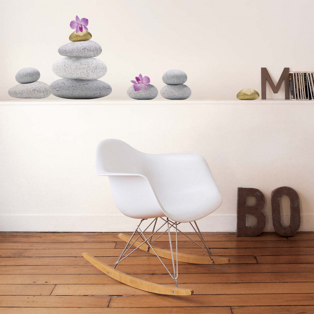 Sticker mural Pierres et fleurs zen Sticker mural Pierres et fleurs zen
