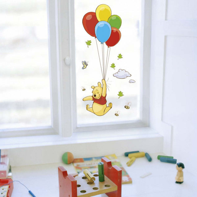 Sticker Fenêtre Winnie l'ourson ballons Sticker Fenêtre Winnie l'ourson ballons