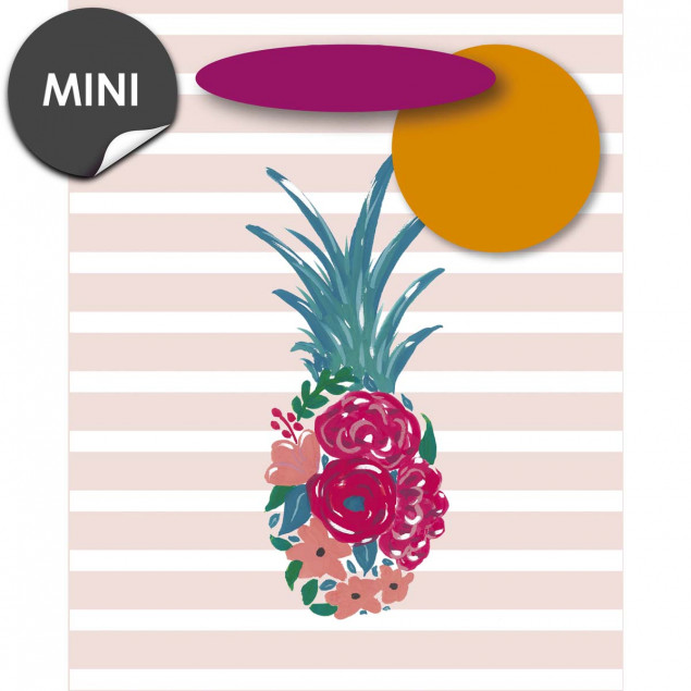 Sac Cadeau Mini format Ananas en fleur - L12XH15cm Sac Cadeau Mini format Ananas en fleur - L12XH15cm