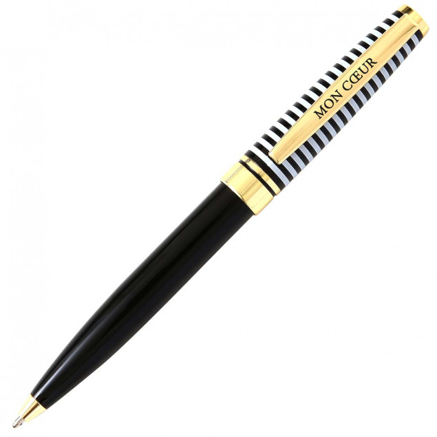 "Black retractable ballpoint pen ""mon coeur"" (sw "Black retractable ballpoint pen ""mon coeur"" (sw
